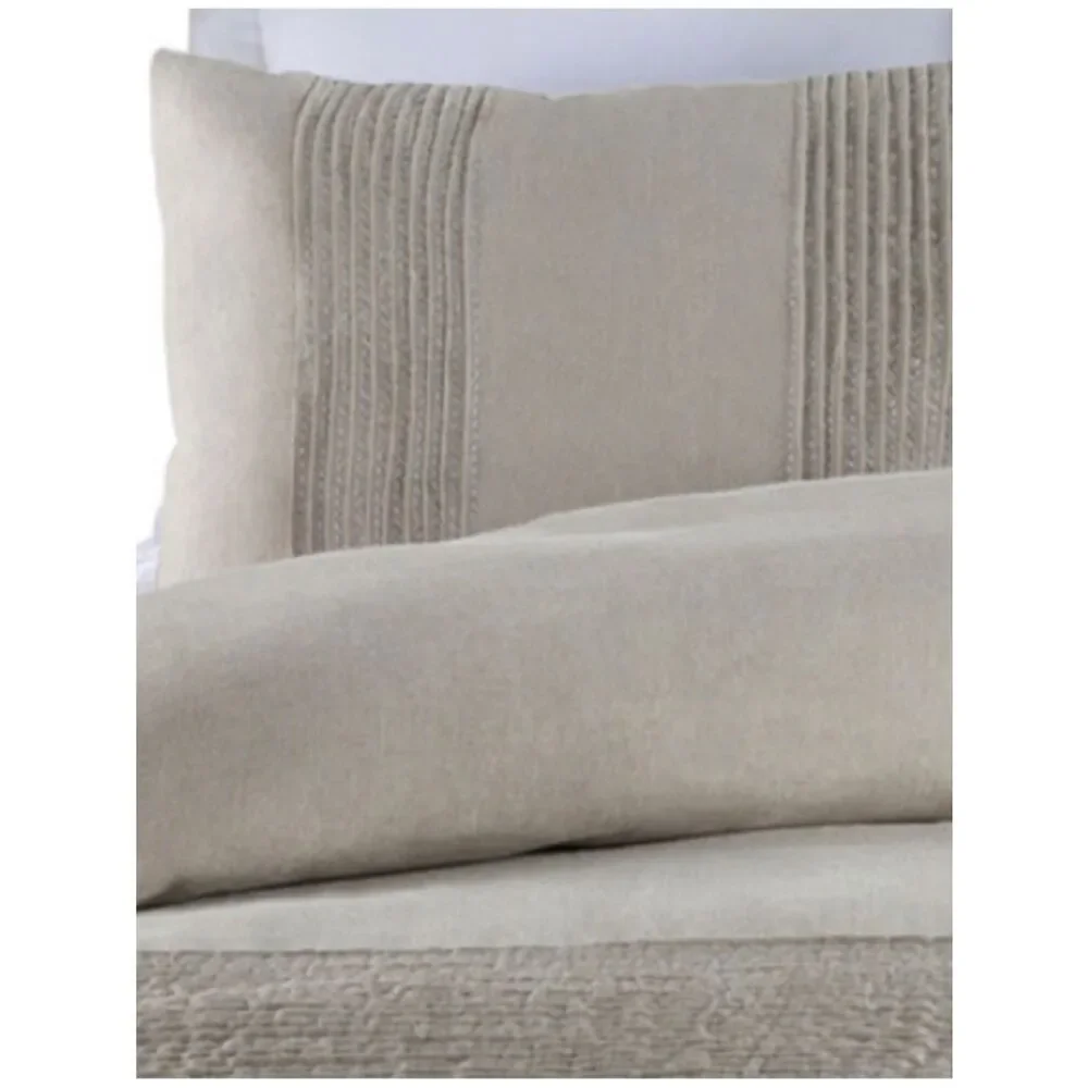 650$ New SURYA Upton Metallic Collection Linen Duvet Set Full/Queen
